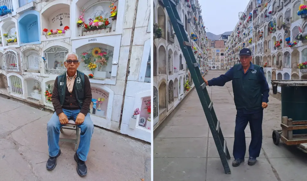 Marcelino y Tito son de Cajamarca y trabajan desde hace más de 40 años en el cementerio El Ángel de El Agustino. Foto: composición LR/La República/Francisco Claros