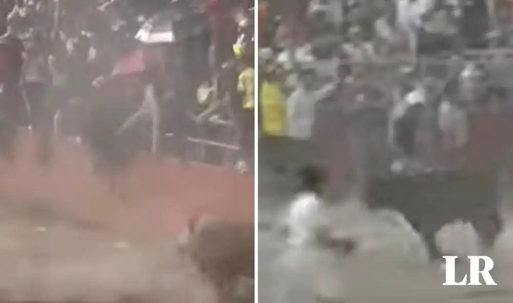 Ciudadanos quedan graves tras ser golpeados por toros. Foto: YouTube Ciudadanos quedan graves tras ser golpeados por toros. Foto: YouTube
