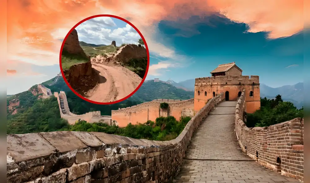 El incidente en la Gran Muralla ocurrió el pasado 24 de agosto, pero recién los agentes chinos pudieron reportarlo. Foto: composición LR/El Universal