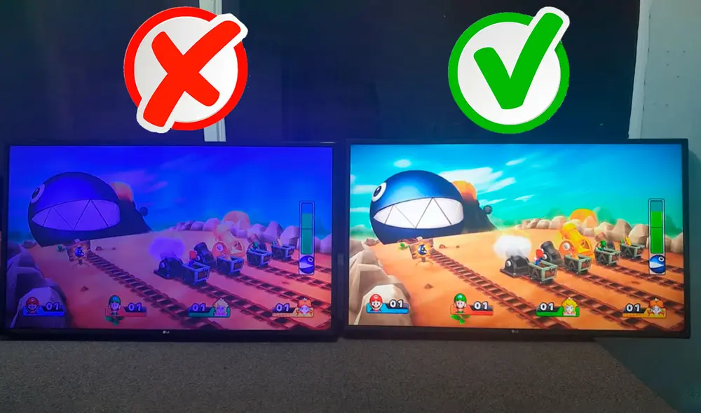 Diferencia entre una pantalla con problemas y otra normal. Foto: YouTube/Danny Electrónica y Más