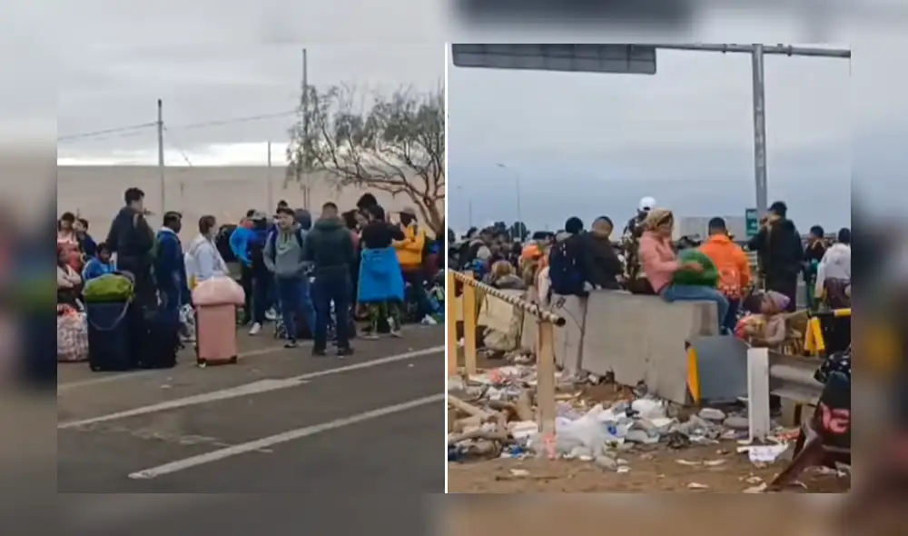 Migrantes esperan pasar la frontera. Foto: captura de RPP Migrantes esperan pasar la frontera. Foto: captura de RPP