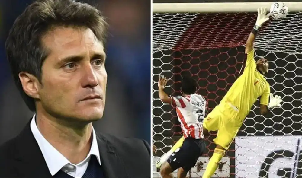 Guillermo Barros Schelotto destacó la actuación de Pedro Gallese con la selección peruana. Foto: composición de LR/captura de Movistar Deportes/EFE