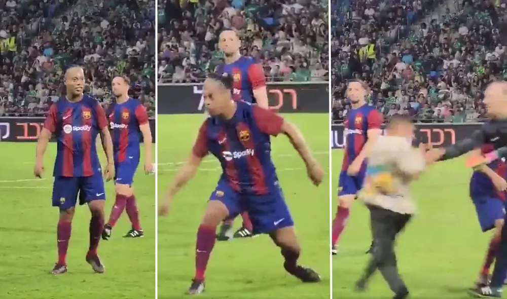 Ronaldinho jugó un partido de exhibición con el Barcelona. Foto: composición LR