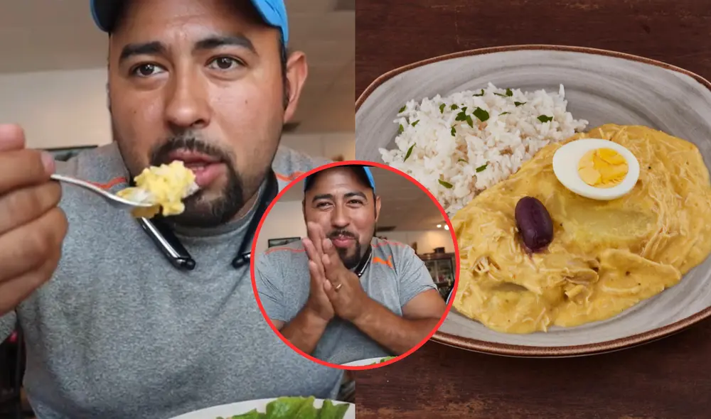 Joven gutemalteco quedó fascinado al probar el ají de gallina. Foto: composición LR/ TikTok/ Difusión