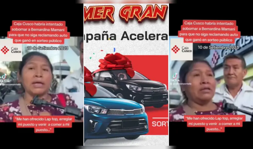 Bernardina Mamani hace denuncia pública contra Caja Cusco. Foto: composición LR/Cusco en Portada - Video: Cusco en Portada
