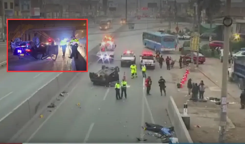 Puente Piedra. Accidente de tránsito dejó 2 fallecidos. Se ha reportado gran congestión vehicular en la zona. Foto: composición La República/América TV