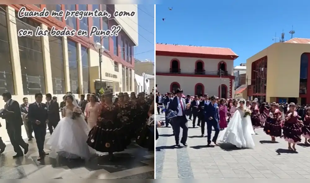 Pareja se casa al son de morenada en Puno. Foto: composición LR/@mariaelizabeth0210 - Video: @mariaelizabeth0210