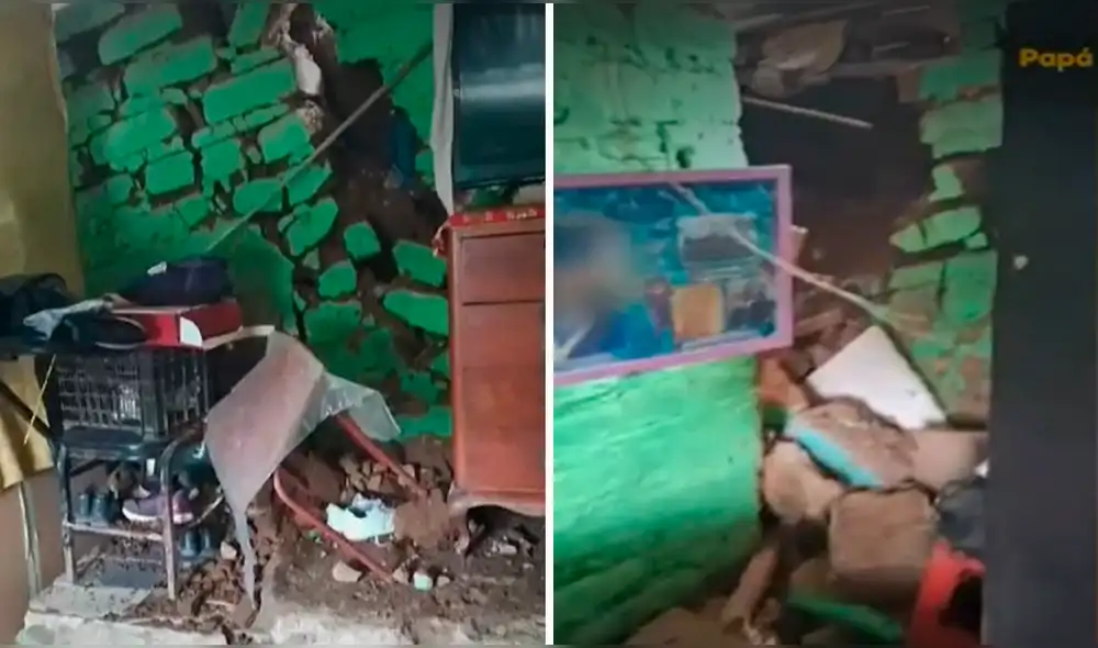 VMT. La casa ha quedado inhabilitada porque aún permanecen las piedras dentro del hogar. Foto: composición La República/Latina/video: Latina VMT. La casa ha quedado inhabilitada porque aún permanecen las piedras dentro del hogar. Foto: composición La República/Latina/video: Latina