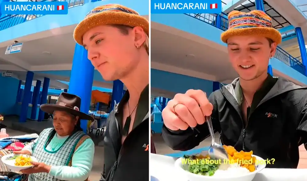 El extranjero se quedó muy satisfecho con la comida peruana. Foto: composición/TikTok/@Pilgartexplores