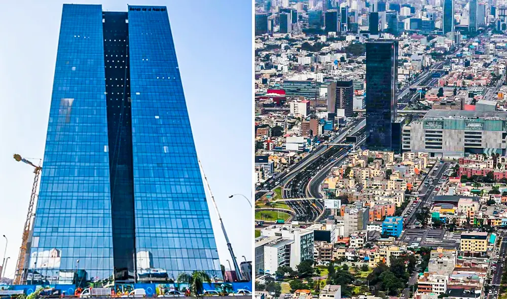 El edificio más alto del Perú resalta en una vista panorámica de la ciudad de Lima. Foto: composición LR/Facebook/Lima Ciudad Moderna