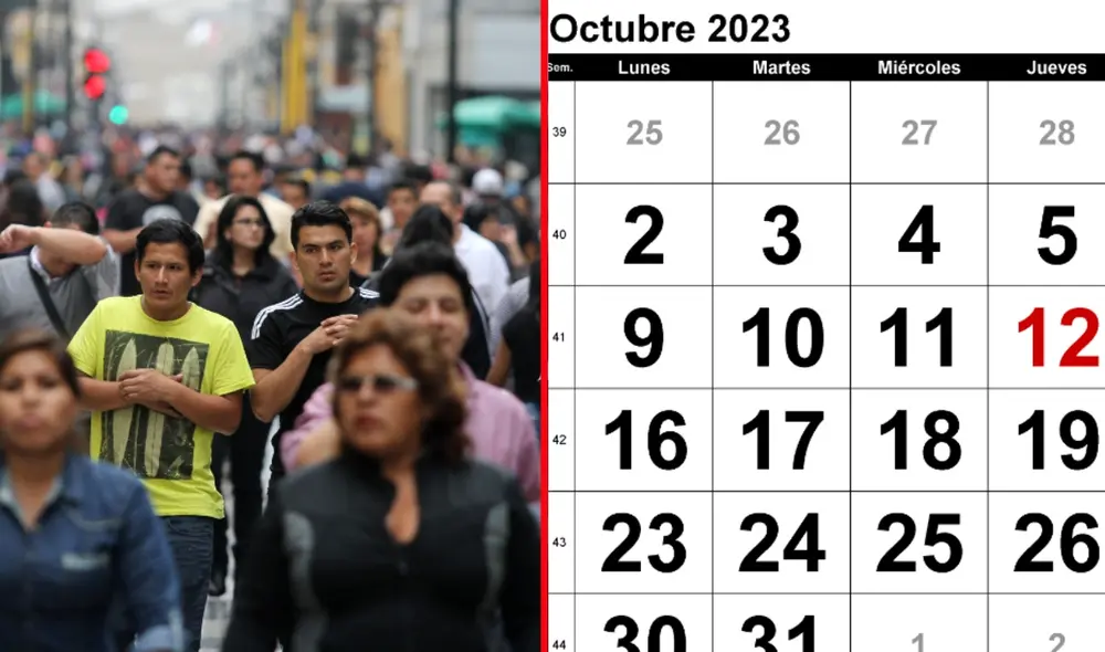 Revisa el calendario 2023 de feriados en octubre. Foto: composición LR/Calendarpedia