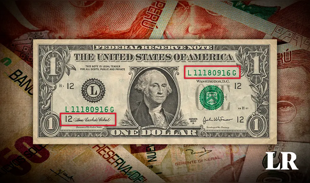 Este billete de 1 dólar tiene características especiales en su número de serie. Foto: composición LR Este billete de 1 dólar tiene características especiales en su número de serie. Foto: composición LR