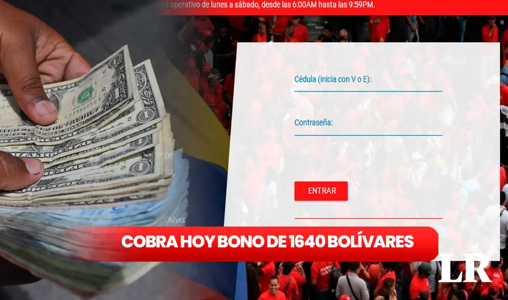 Inicia el pago del bono de Bs. 1.640 de septiembre a través de Patria. Foto: composición LR/Sistema Patria/AFP