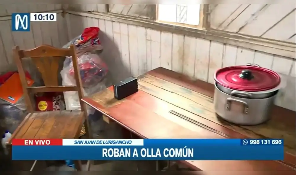 Delincuentes se llevaron balón de gas y víveres de olla común. Foto y video: Canal N Delincuentes se llevaron balón de gas y víveres de olla común. Foto y video: Canal N