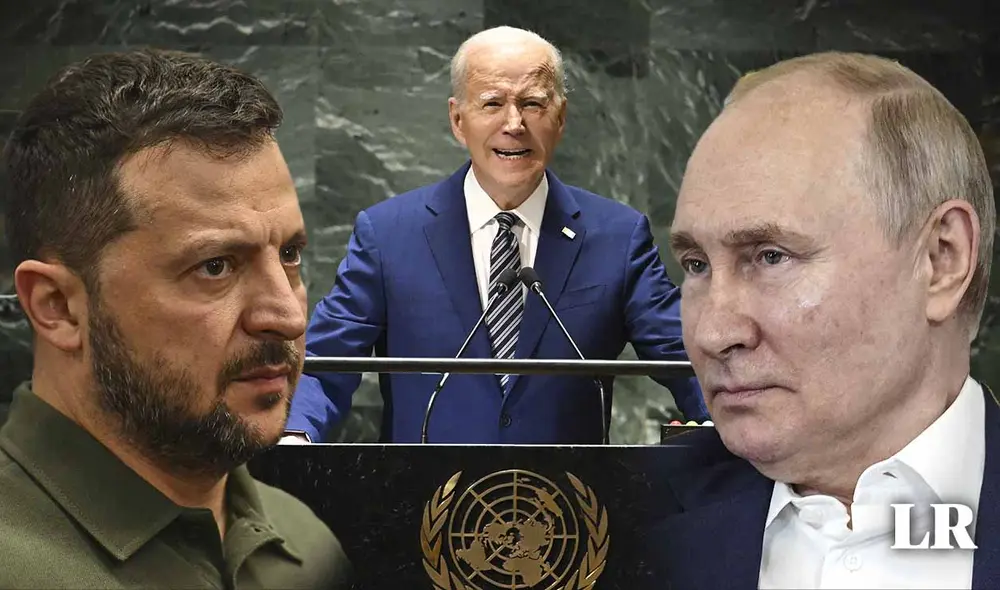Biden hizo un llamado en la ONU a apoyar a Ucrania en la guerra contra Rusia. Foto: composición LR/AFP