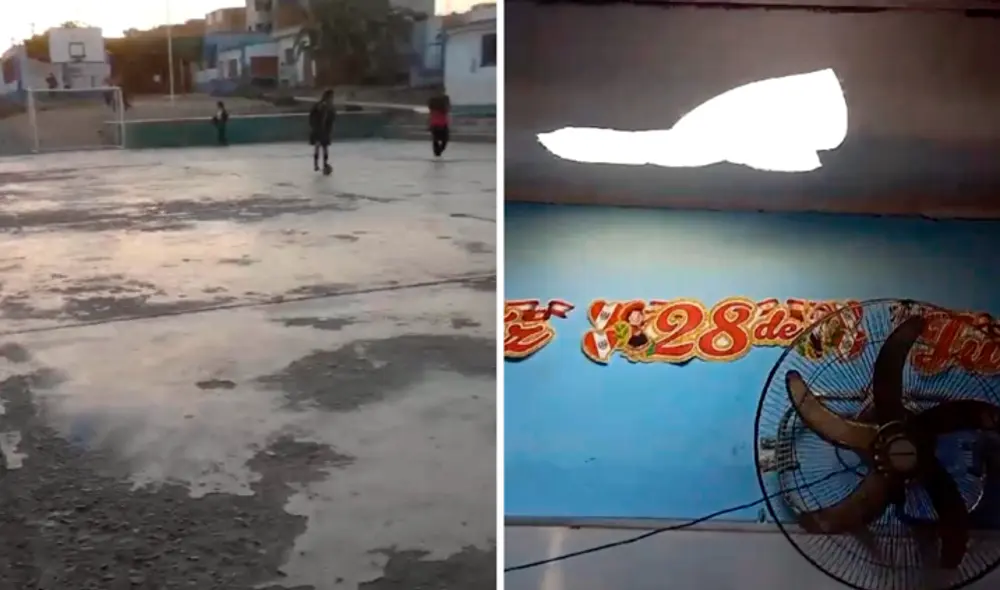 Lamentable. El patio y los techos de las aulas del plantel muestran el paso de los años.Foto: Sergio Verde/URPI-LR