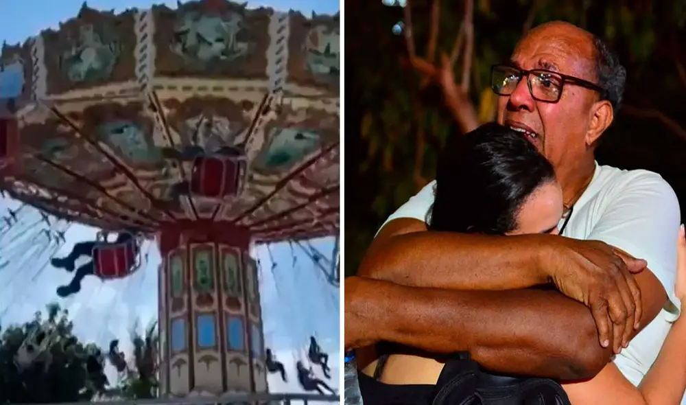 Hasta el parque de diversiones el que se registró el accidente, ubicado en Mirabilandia, Brasil,  llegó la familia de la joven profesora de ingles. Foto: composición LR/captura Globo/Paullo Allmeida/Folha de Pemambuco - Video: Globo