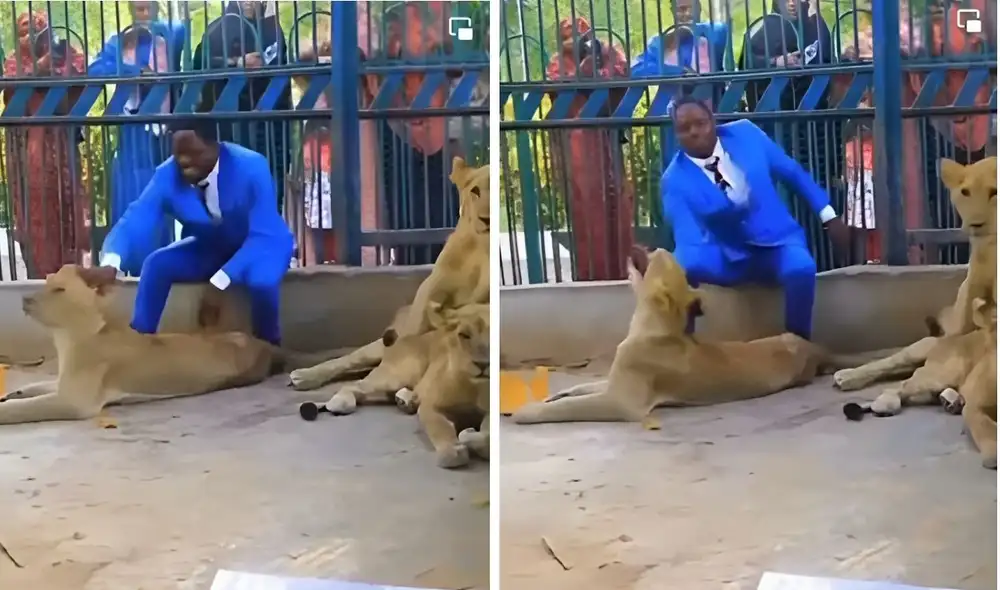 El individuo quería demostrar a los fieles que "aun hombre de Dios no le puede pasar nada". Foto: captura de @Sepa_mass El individuo quería demostrar a los fieles que "aun hombre de Dios no le puede pasar nada". Foto: captura de @Sepa_mass