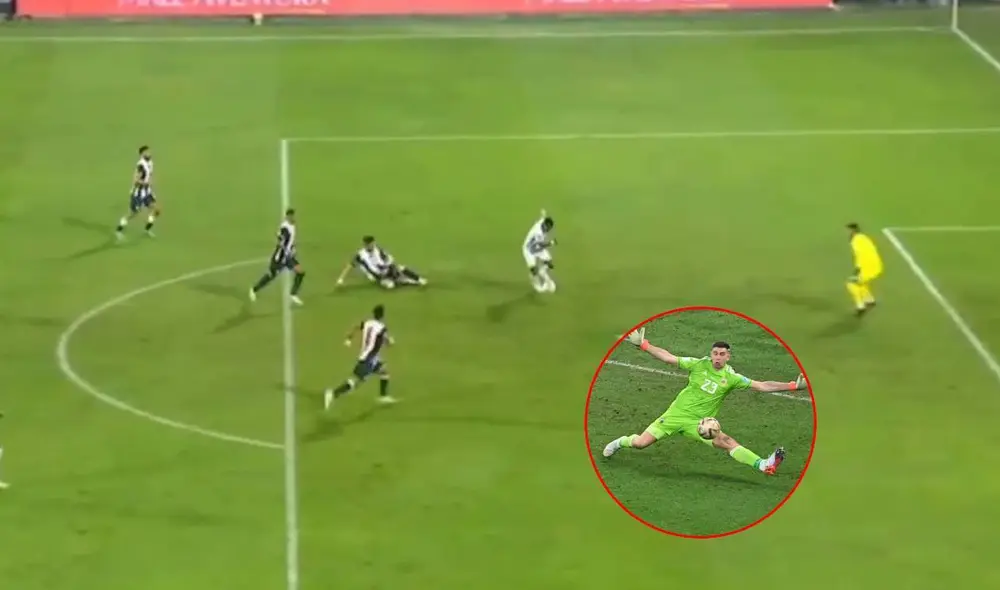 Ángelo Campos evitó lo que pudo ser el gol de Melgar en Matute. Foto: composición/captura Liga 1 Max