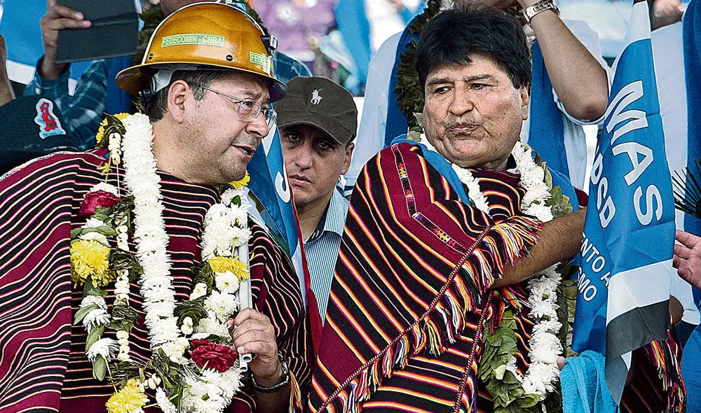 Bronca oficialista. Presidente Luis Arce y Evo Morales cuando eran aliados en el MAS. Foto: AFP Bronca oficialista. Presidente Luis Arce y Evo Morales cuando eran aliados en el MAS. Foto: AFP