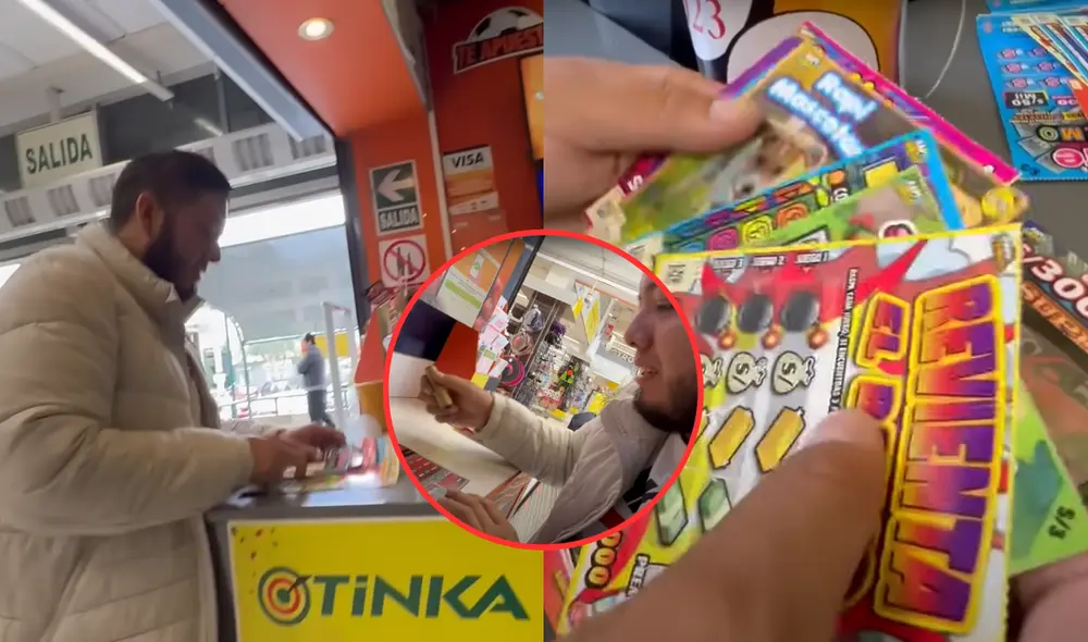 Joven gastó sus ahorros para probar su suerte en cartillas de Raspa y Gana de La Tinka. Foto: composición LR/captura Youtube