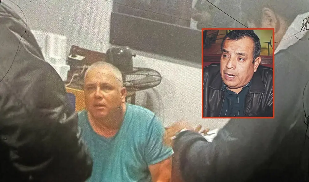 La Libertad. Coronel PNP Miguel Balta y gerente Raúl Araya entre los detenidos. Foto: composición LR/PNP La Libertad. Coronel PNP Miguel Balta y gerente Raúl Araya entre los detenidos. Foto: composición LR/PNP