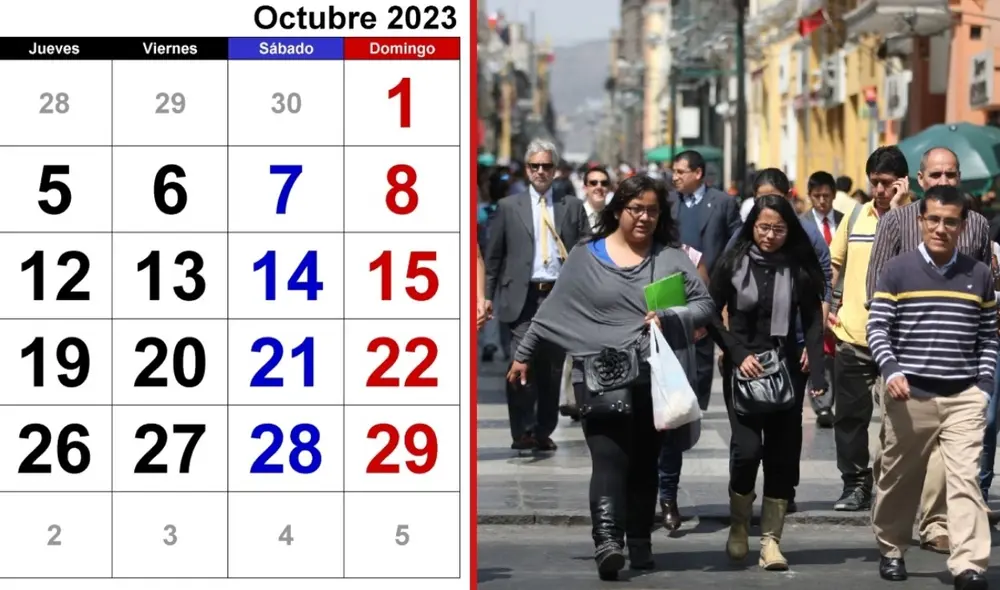 Revisa todos los detalles sobre los feriados y días no laborables que hay en octubre. Foto: composición LR / calendarpedia/Andina