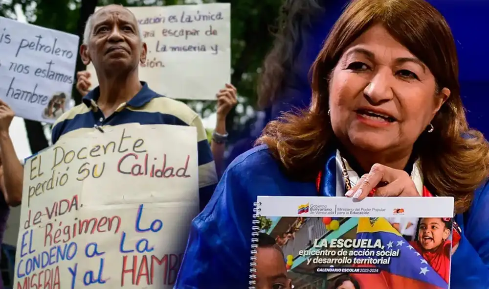 La ministra de Educación descartó un posible aumento salarial a los docentes. Foto: composición LR/ Fundaredes/ Efecto Cocuyo