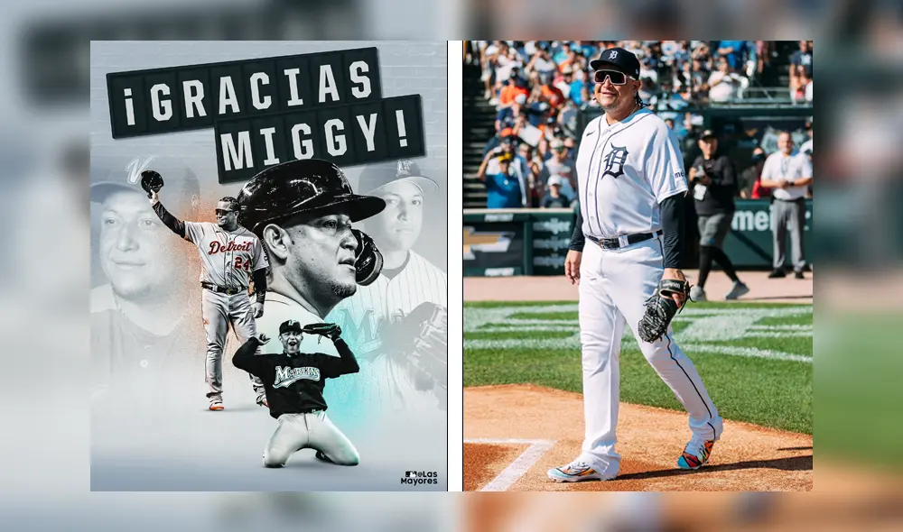 Miguel Cabrera se retiró del béisbol luego de conseguir un triunfazo por 5-2 con los Tigres de Detroit en su último juego por la MLB. Foto: composición LR/MLB/Detroit Tigers