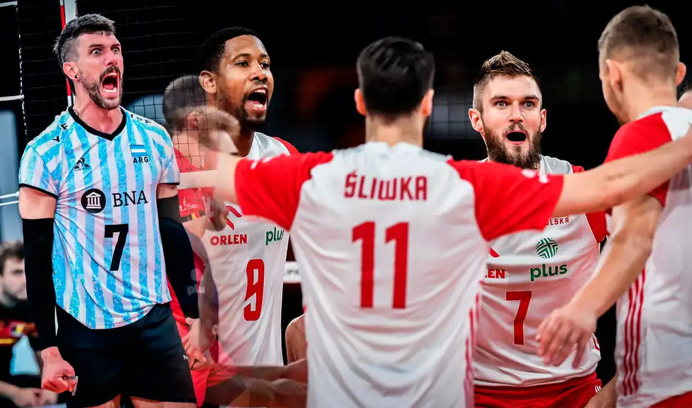Argentina cayó por 3-1 ante Polonia y se alejó de los puestos de clasificación directa hacia París 2024. Foto: composición LR/FEVA/CEVolleyball