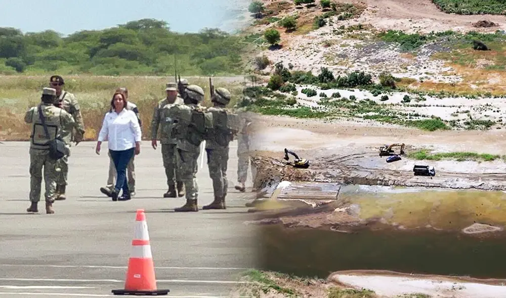 Dina Boluarte supervisó obras por el fenómeno El Niño en Tumbes. Foto: composición Jazmín Ceras/LR