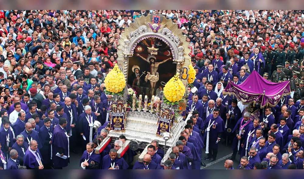El primer recorrido del Señor de los Milagros es este sábado 7 de octubre. Foto: Andina El primer recorrido del Señor de los Milagros es este sábado 7 de octubre. Foto: Andina