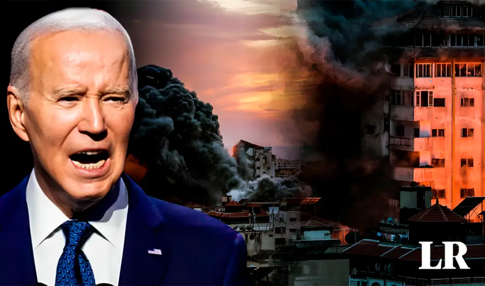 Joe Biden calificó de "espantosas" las imágenes de miles de cohetes lanzados desde la Franja de Gaza contra Israel. Foto: composición de Fabrizio Oviedo/La República/EFE - Video: EFE