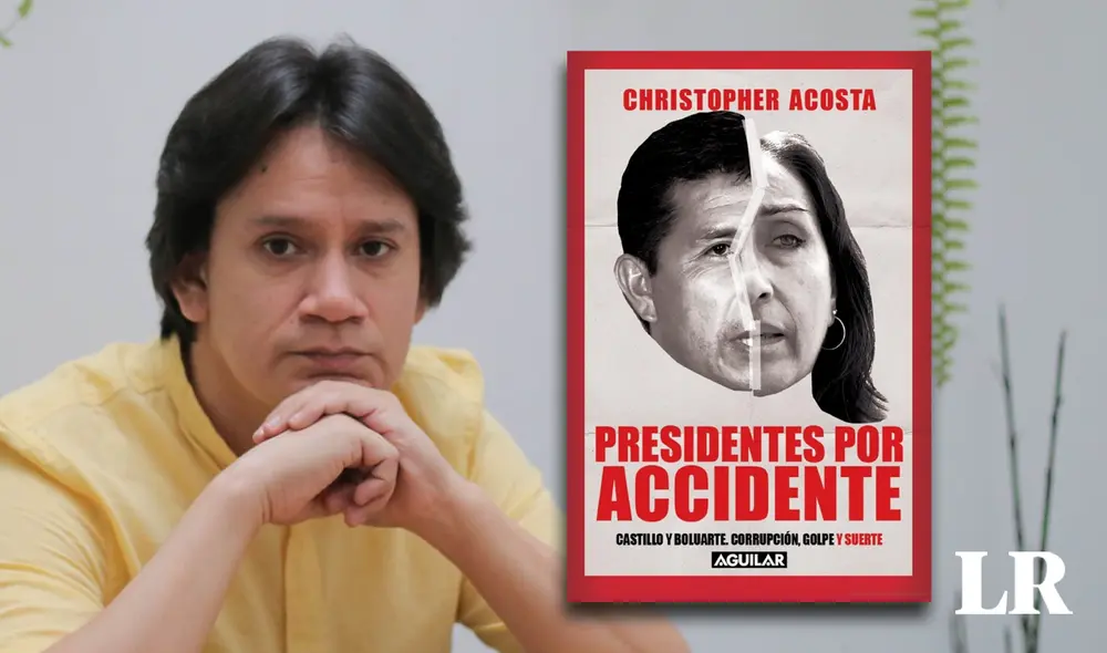 Cristhopher Acosta llegó a Arequipa para presentar su nuevo libro que gira en torno a las figuras de Castillo y Boluarte. Foto: composición LR