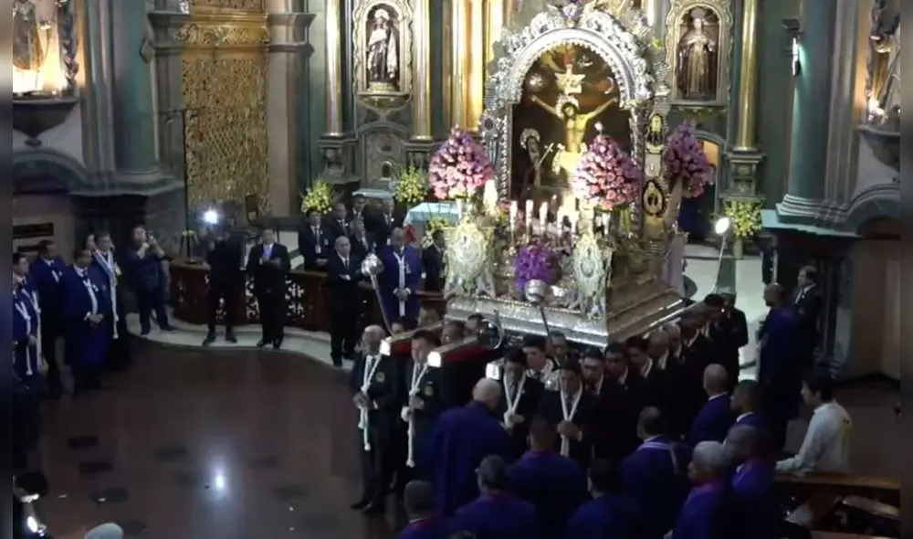 Primer recorrido del Señor de los Milagros 2023 se realizó este sábado 7 de octubre. Foto: Nazarenas TV