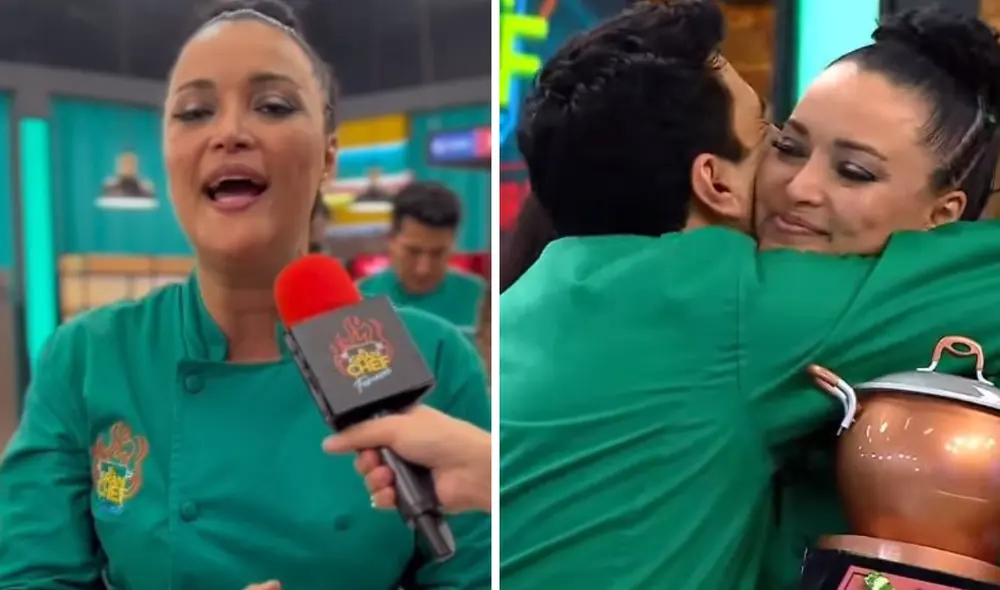 Armando Machuca, compañero de Mariella Zanetti, no dudó en felicitarla por su logro. Foto: composición LR/TikTok/El gran chef: famosos