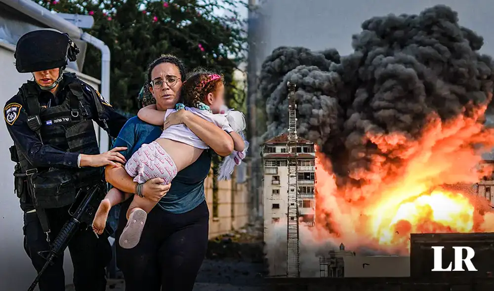Cerca de 190.000 personas fueron desplazadas de la Franja de Gaza y zonas aledañas a causa de la guerra entre Israel y el grupo Hamás. Foto: composición Jazmín Ceras para LR/AFP/EFE
