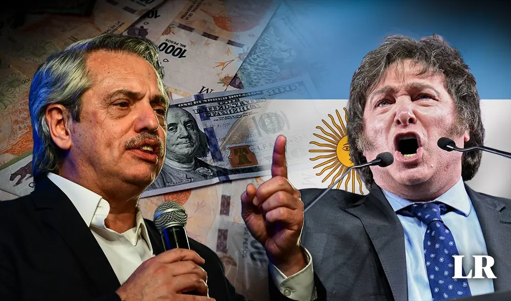 Milei, candidato a la presidencia, es acusado de influir en al alza del dólar en Argentina. Foto: composición LR/AFP Milei, candidato a la presidencia, es acusado de influir en al alza del dólar en Argentina. Foto: composición LR/AFP