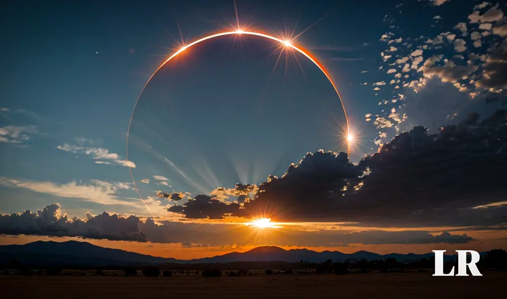 El eclipse solar anular podrá ser visto este 14 de octubre. Foto: composición LR/LeonardoAI