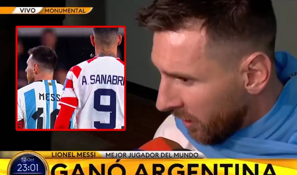 Lionel Messi se refirió al incidente que tuvo con el futbolista de Paraguay. Foto: captura/TV Pública Lionel Messi se refirió al incidente que tuvo con el futbolista de Paraguay. Foto: captura/TV Pública