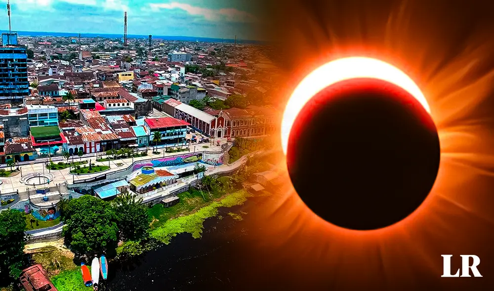 Eclipse solar en Iquitos este sábado 14. Foto: composición LR/ Iquitos Travel Guide
