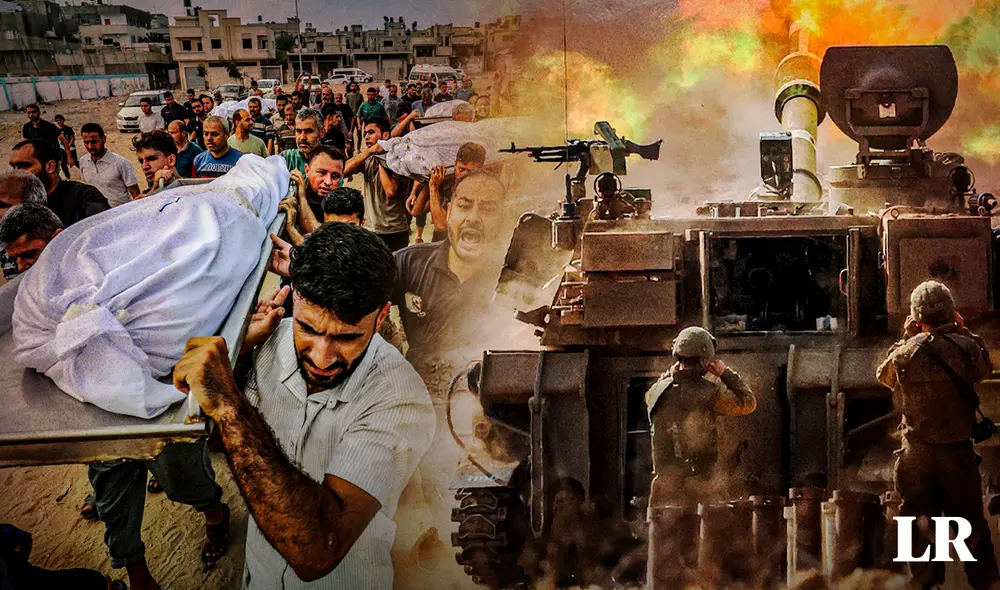 Miles de familias que residen en la ciudad de Gaza evacúan el territorio, siguiendo el aviso mandado por el ejército israelí. Foto: composición de Álvaro Lozano para LR/uropa Press/AFP Miles de familias que residen en la ciudad de Gaza evacúan el territorio, siguiendo el aviso mandado por el ejército israelí. Foto: composición de Álvaro Lozano para LR/uropa Press/AFP