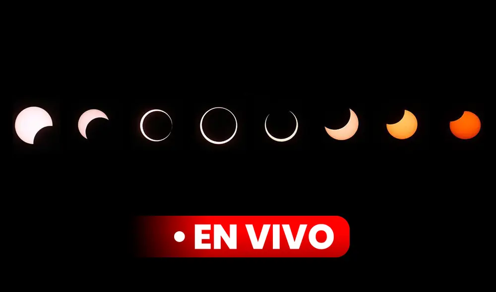 Etapas de un eclipse solar anular, también llamado 'anillo de fuego'. Foto: composición LR