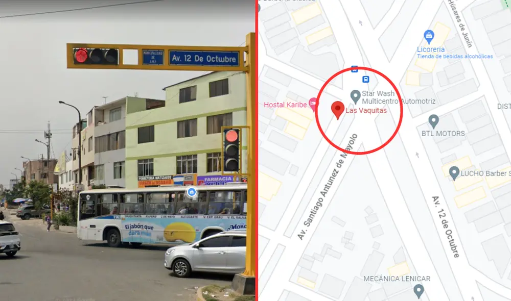 El paradero Las Vaquitas, en SMP, lleva este nombre desde hace más de 30 años. Foto: composición LR/Google Maps