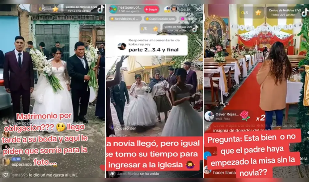 El novio trató de mantener la calma y demostrar alegría pese a lo ocurrido. Foto: composición LR/@lizzymedrano37 - Video: @lizzymedrano37