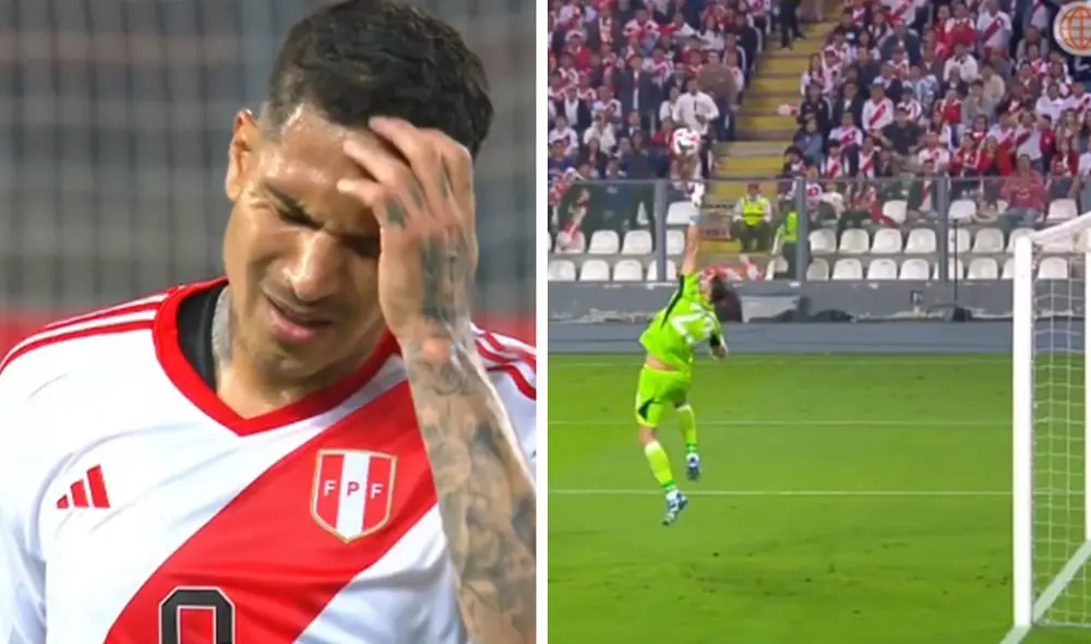 Paolo Guerrero probó desde larga distancia ante el arco de Dibu Martínez. Foto: captura de América TV Paolo Guerrero probó desde larga distancia ante el arco de Dibu Martínez. Foto: captura de América TV