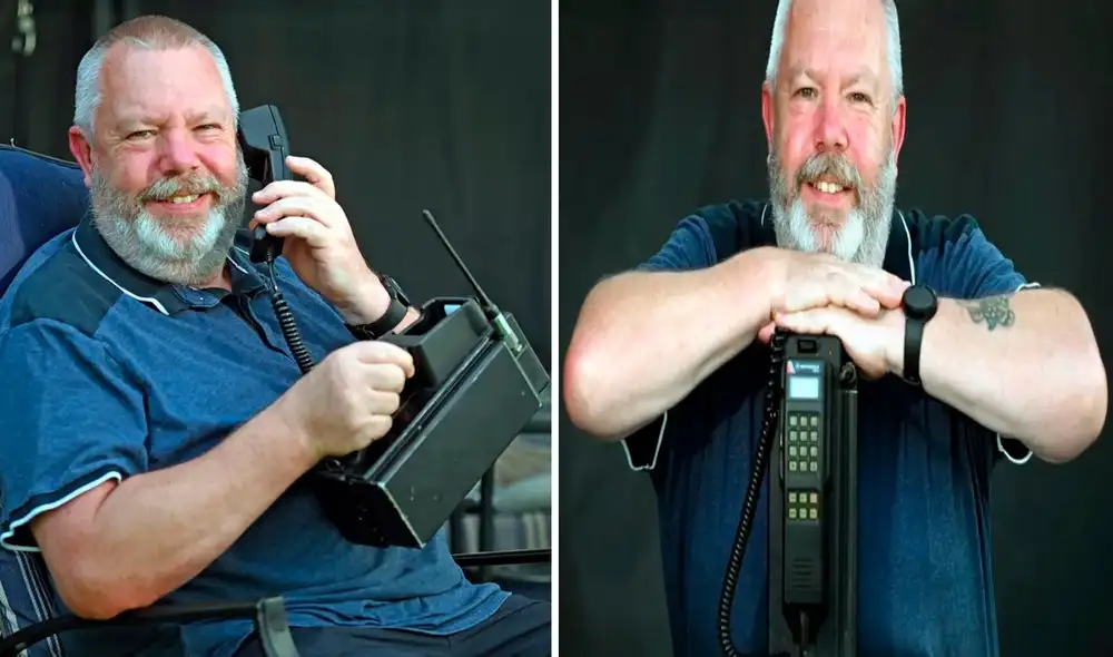 Mark Vanstone, de 59 años, posando con su reliquia tecnológica. Foto: The Sun Mark Vanstone, de 59 años, posando con su reliquia tecnológica. Foto: The Sun