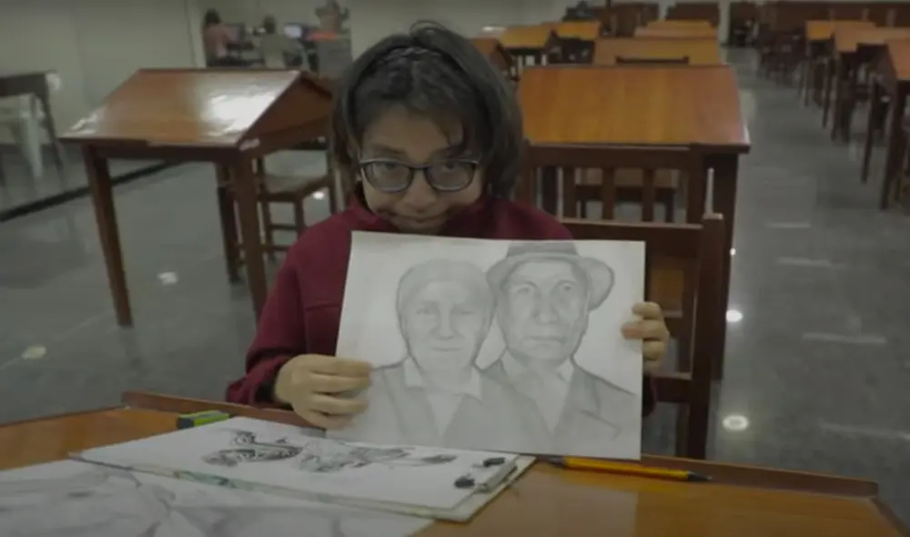 Yoshelin Raymundo demostrando su talento para el dibujo. Foto y video: Pronabec Yoshelin Raymundo demostrando su talento para el dibujo. Foto y video: Pronabec