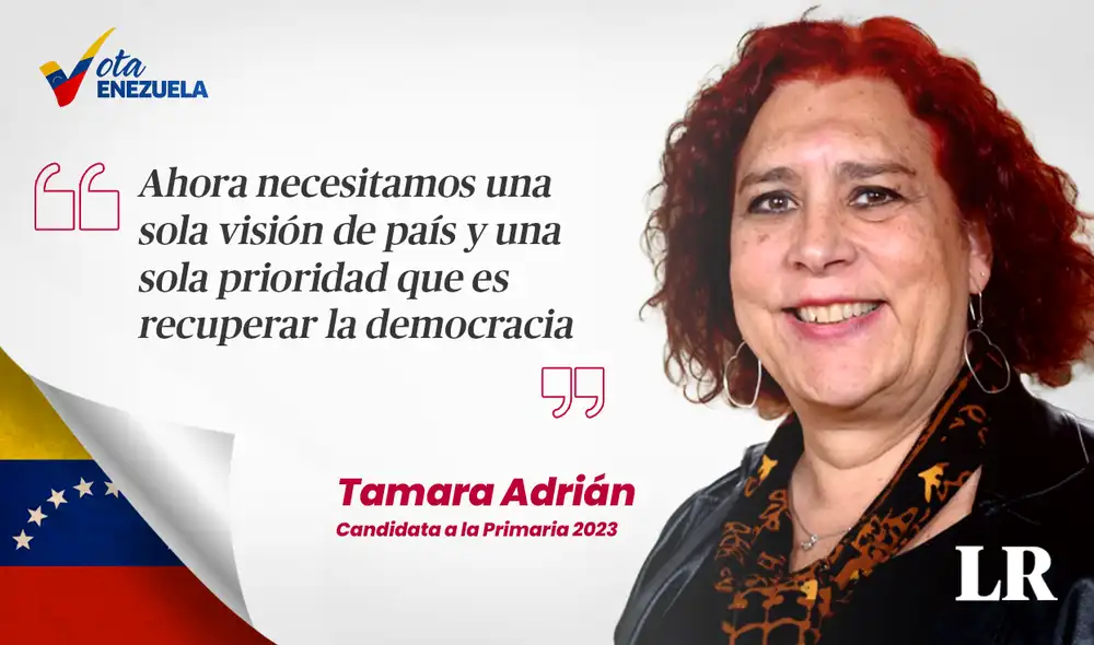 El 22 de octubre se llevará a cabo la Elección Primaria en Venezuela y Tamara Adrián será una de las candidatas en dicho sufragio. Foto: composición LR/Fabrizio Oviedo/AFP El 22 de octubre se llevará a cabo la Elección Primaria en Venezuela y Tamara Adrián será una de las candidatas en dicho sufragio. Foto: composición LR/Fabrizio Oviedo/AFP