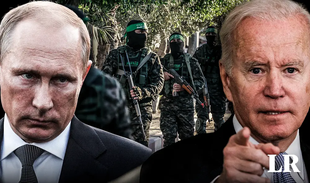 Biden aseguró que si Hamás y Putin no pagan habrá más "caos" en el mundo. Foto: composición de Fabrizio Oviedo/EFE
